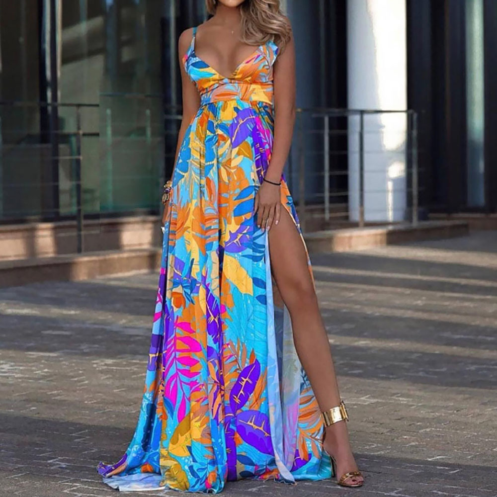 New Women's 2021 Western Style Spring Summer Fashion Temperament Vacation Sexy Printing Strapless Top V-neck Tpir