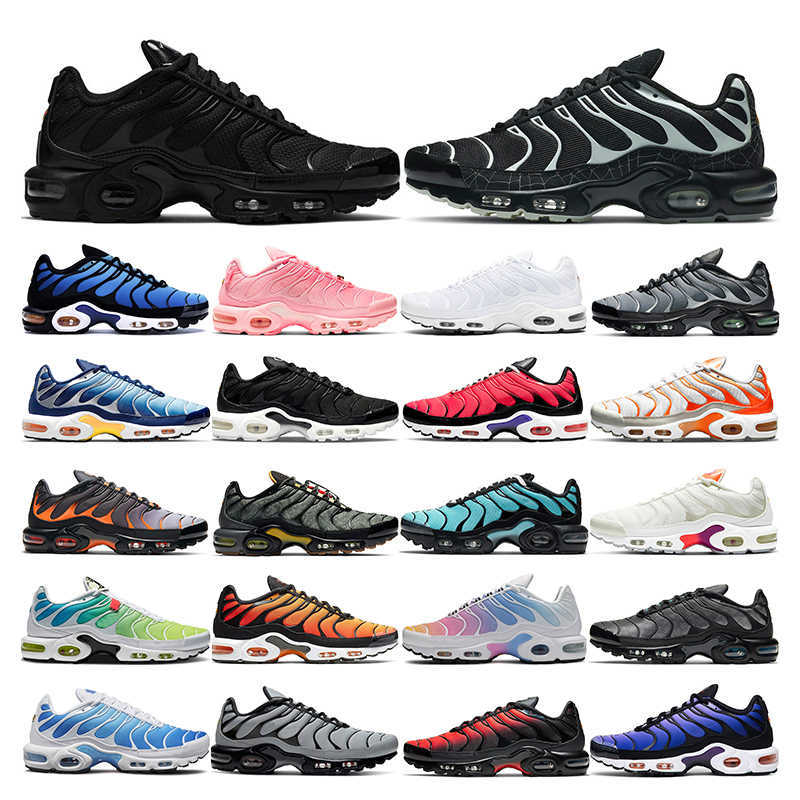 

2021 tn plus running shoes mens black White Volt Glow Hyper blue pink Oreo women Breathable sneaker trainer outdoor sport fashion size 36-46