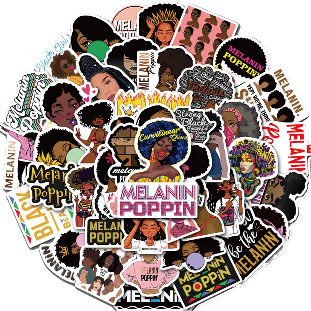 

50PCS/lot Inspirational Black Girl Melanin Poppin Sticker For DIY Laptop Phone Guitar Suitcase Luggage Skateboard Stickers
