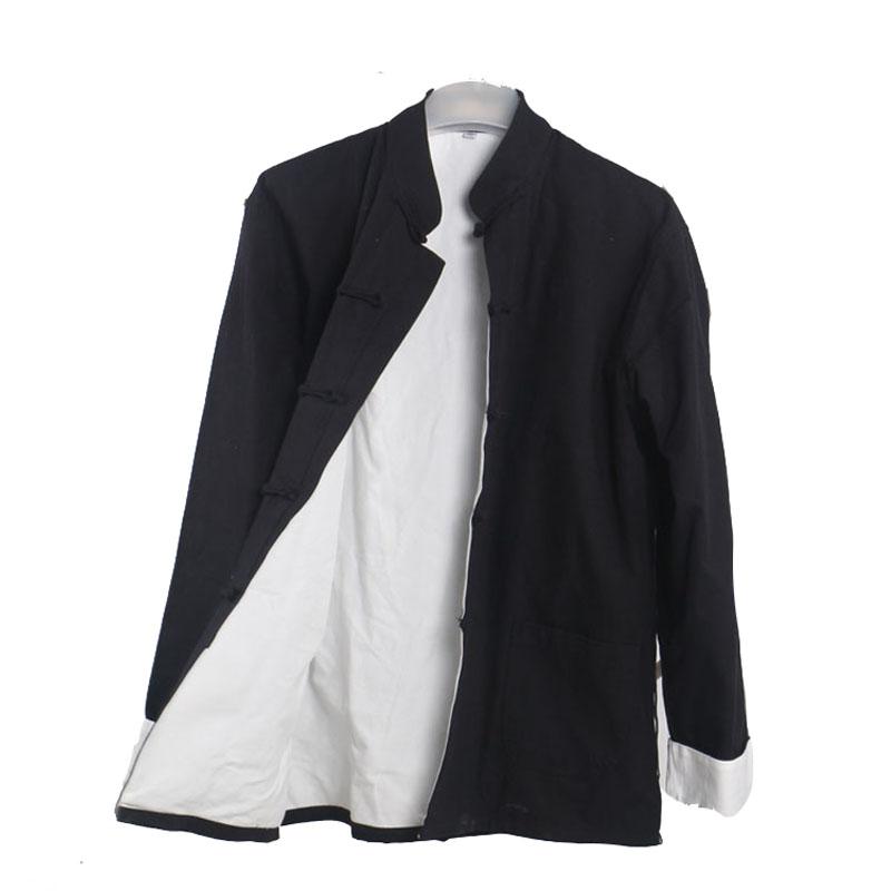 

Men's Casual double deck Jacket Autumn Winter Coat Traditional Chinese Tang Suit Coat Tai Chi Uniform Cotton Tops, Black