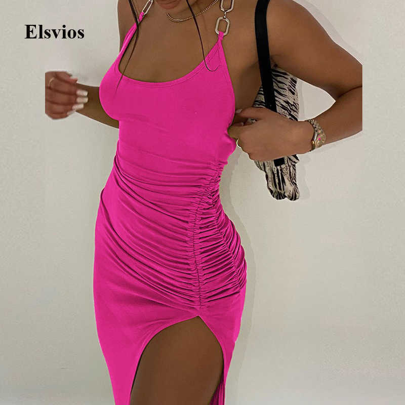 

Sexy Halter Backless Split Bodycon Dress Spring Bright Silk Shiny Club Wear Dress Elegant Long Sleeve Slim Party Dress Vestidos Y0603, 01 red (long dress