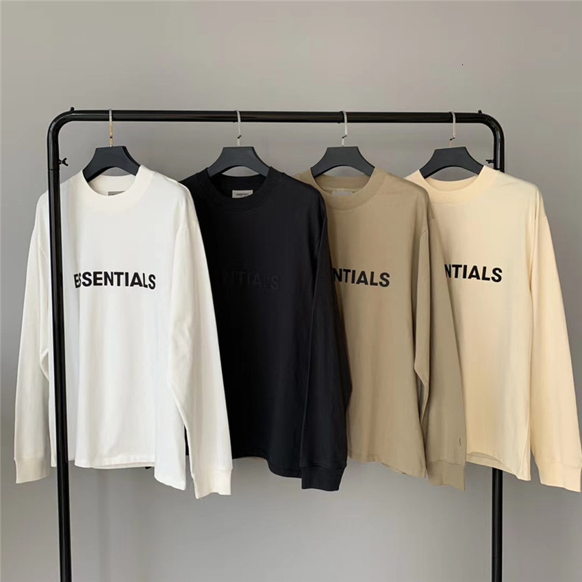 

2021 New Reflective Long Sleeve T-shirt Men Women 1:1 Casual Oversize Fog Top Apricot Gray Essentials t Shirts Dij1