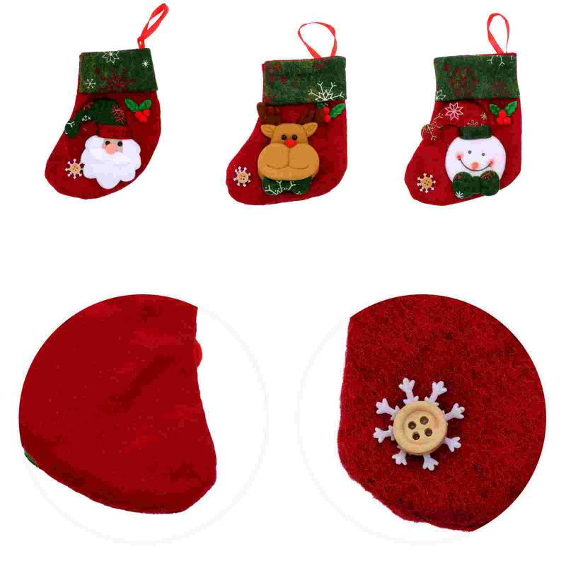 

Christmas Decorations 12PCS Stocking Ornament Xmas Theme Pattern Hanging Pendant Candy Bag