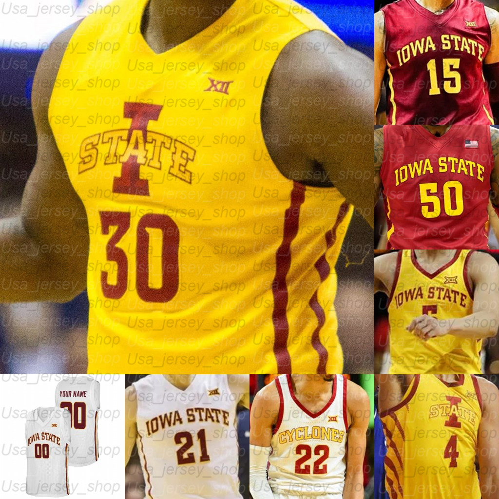

Custom Iowa State Cyclones Basketball jerseys George Conditt IV Tyrese Haliburton Rasir Bolton Young Griffin Jacobson Nixon, Yellow i
