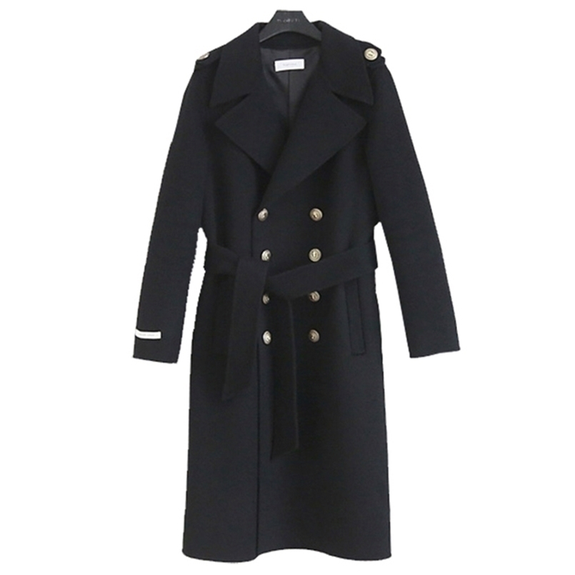 

Large Size Women's Woolen Coat Fat Mm Winter Korean Version Of The Long Paragraph Over Knee Loose 211110, Black