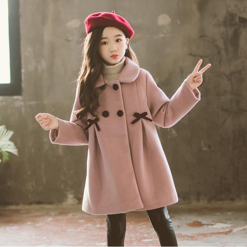 

Jackets Children Jacket For Girls Winter Wool Warm Overcoat Fashion Clothes Kids Outerwear Autumn Coat, Blue;gray