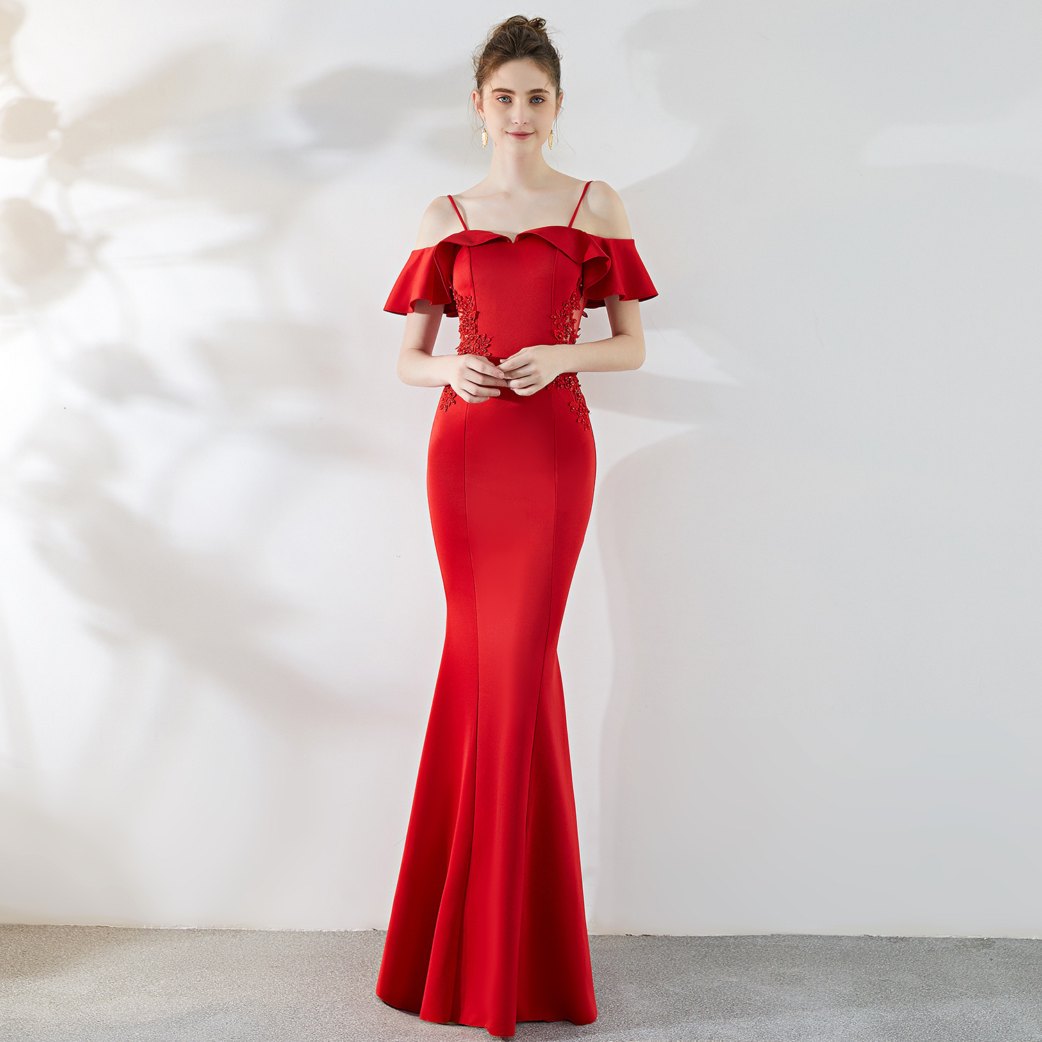 

Robe De Soiree Fashion Luxury Bride Wedding Toast Fishtail Women Off Shoulder Elegant Mermaid Maxi Evening Party Dresses O0od, Royal blue