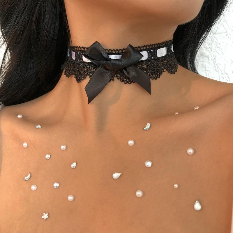 

Chokers Halloween Gothic Punk Style Necklace Black Lace Neck Chain Collar Retro Victorian Women's Steampunk Jewelry