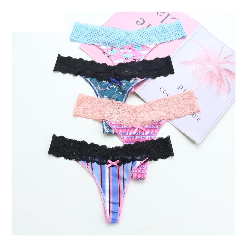 

Women' Panties Underwear Women Plus Size Sexy Lace Lingerie Panty Thongs G-String Tanga T-back Seamless Female Wholesale, Color 19