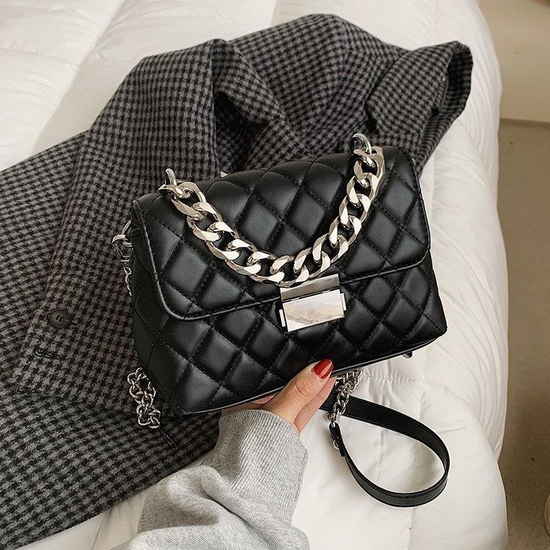 

Evening Bags Brand Designer Fashion Women's Silver Chain Small Flap Crossbody Bag 2021 Winter Shoulder Handbags High Quality PU Leather Tote, Beige