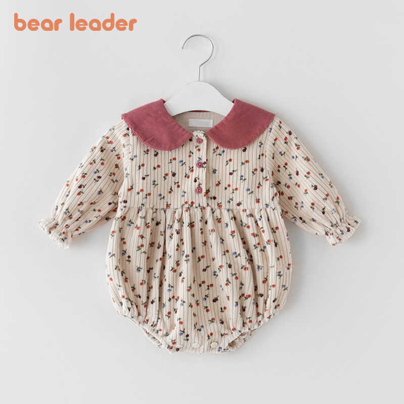 

Bear Leader Toddler Baby Floral Romper Spring Girls Infant Clothes Casual Autumn Jumpsuits born Flowers Cute Bodysuits 0-3Y 210708, Ah6130beige