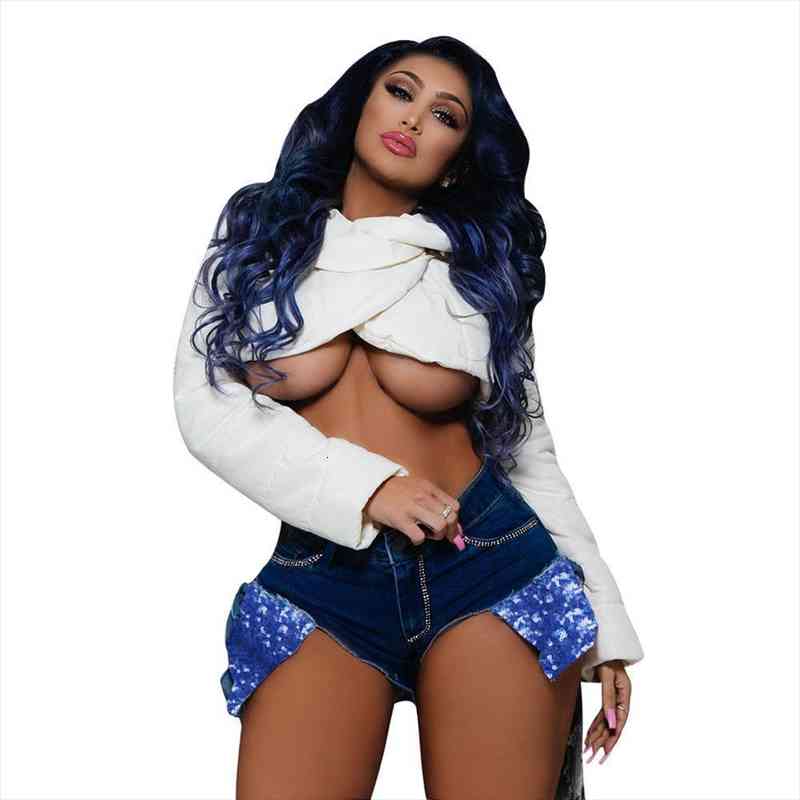 

sequine fringe denim high waist womens short jeans streetwear bodycon skinny pants summer, White;black