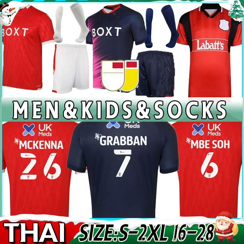 

man kids kit 21 22 Nottingham GRABBAN Soccer Jerseys LOLLEY 2021 2022 Forest AMEOBI MIGHTEN KROVINOVIC Football Shirt TAYLOR ARTER sockJersey retro 1994 95 1979 80, Home+patch