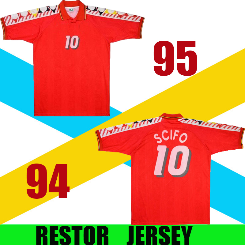 

1994 1995 retro jerseys VTG DIADORA BELGIU WORLD CUP ENZO SCIFO SOCCER JERSEY FOOTBALL SHIRT 94 95 home Stuart Pearce kits #11 G.DE BILDE