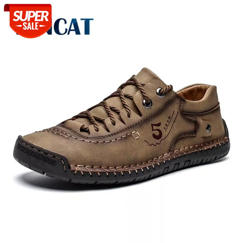 

2020 New Spring Men's Shoes Lace-up Man Outdoor Casual Shoes Quality Split Leather Loafers Man Flats Moccasins #NA7Q