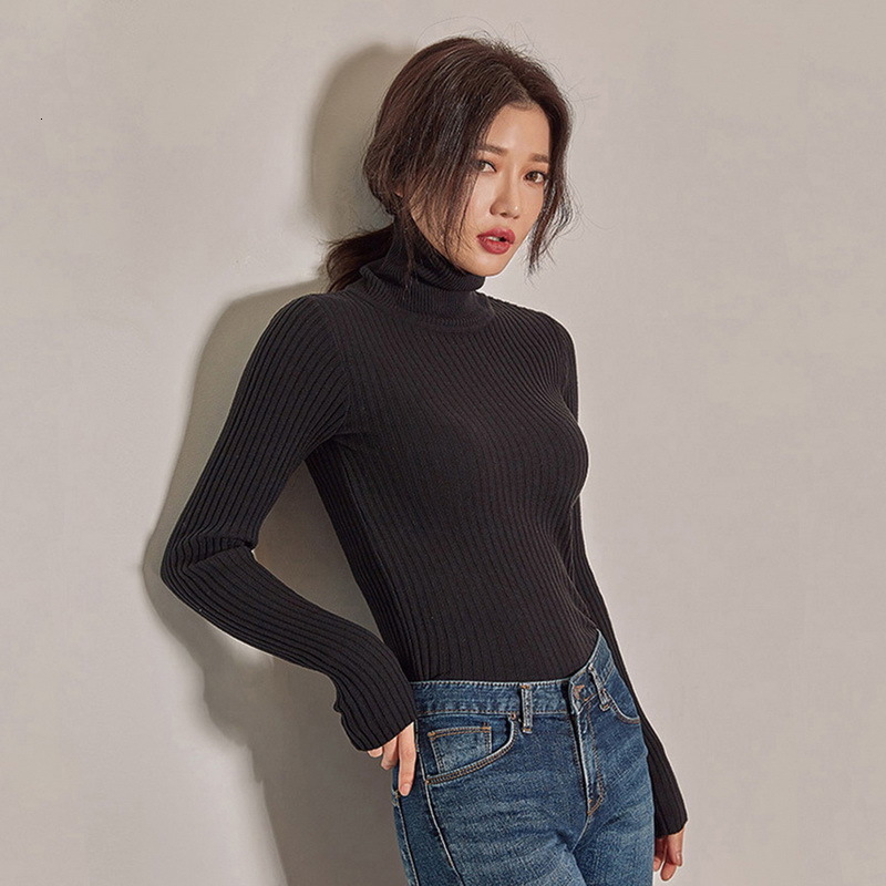 

2021 New Autumn Winter Casual Turtlenecks Long Sleeve Knitted Pullover Elegant Slim Fit Basic Sweater Women No0h, 03