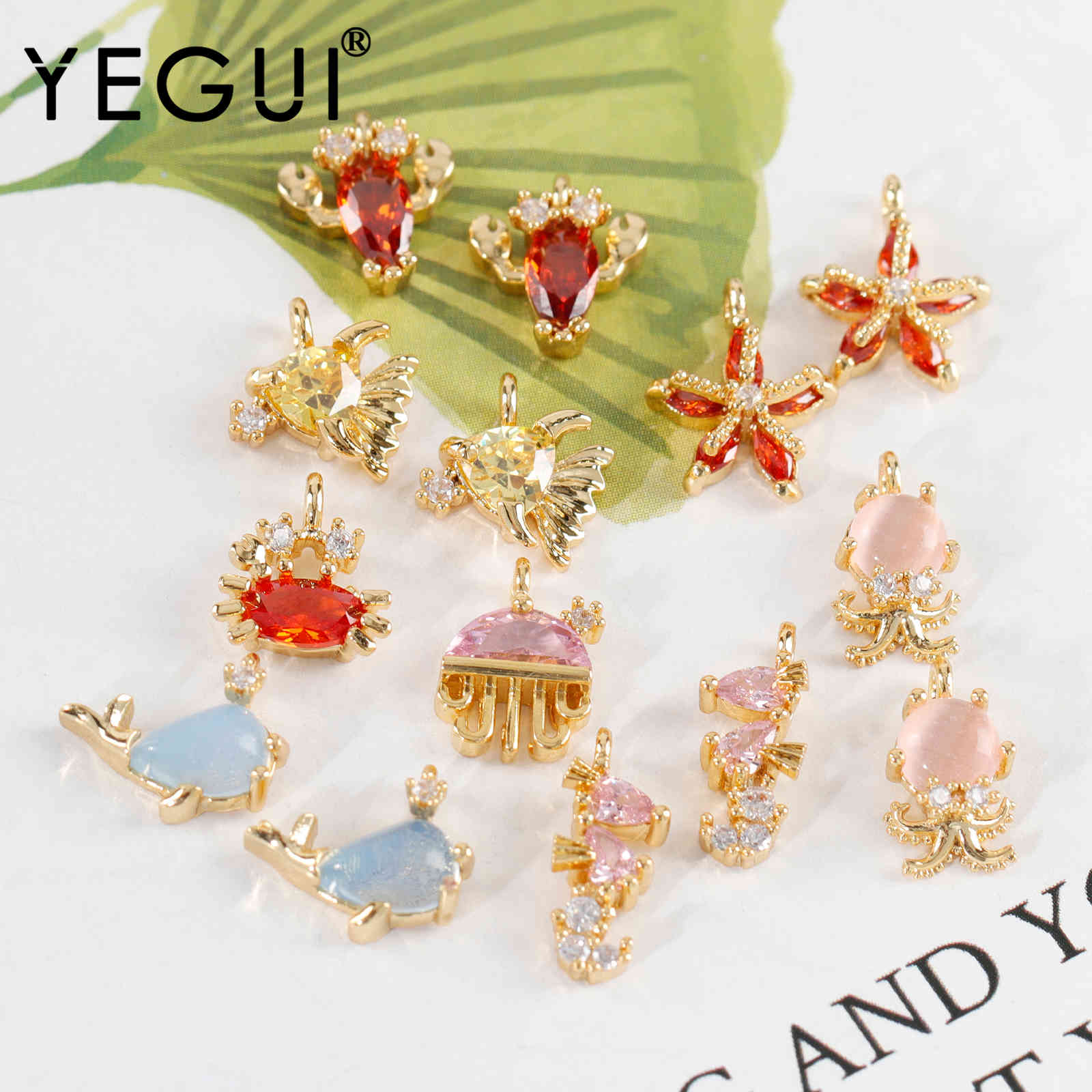 

YEGUI M1004,jewelry accessories,18k gold plated,copper metal,zircons,charms,diy pendant,diy earrings,jewelry making,6pcs/lot