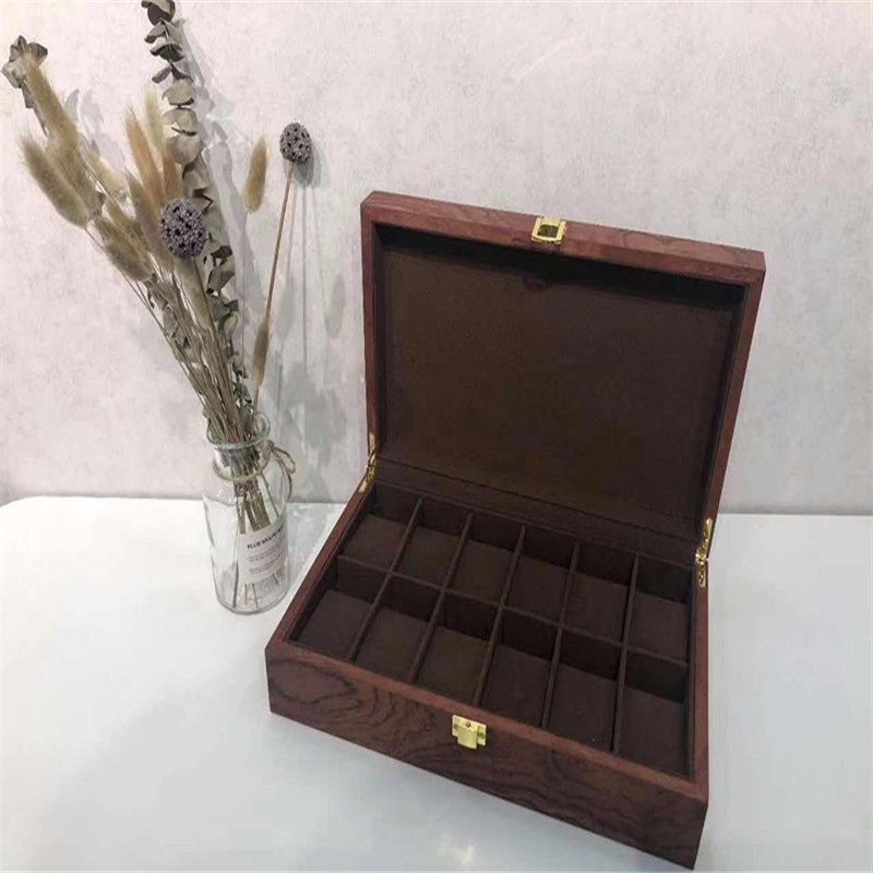 

fashion wood Storage Boxes classic letter pattern Bins luxury style Gift Home Watch jewelry, Brown