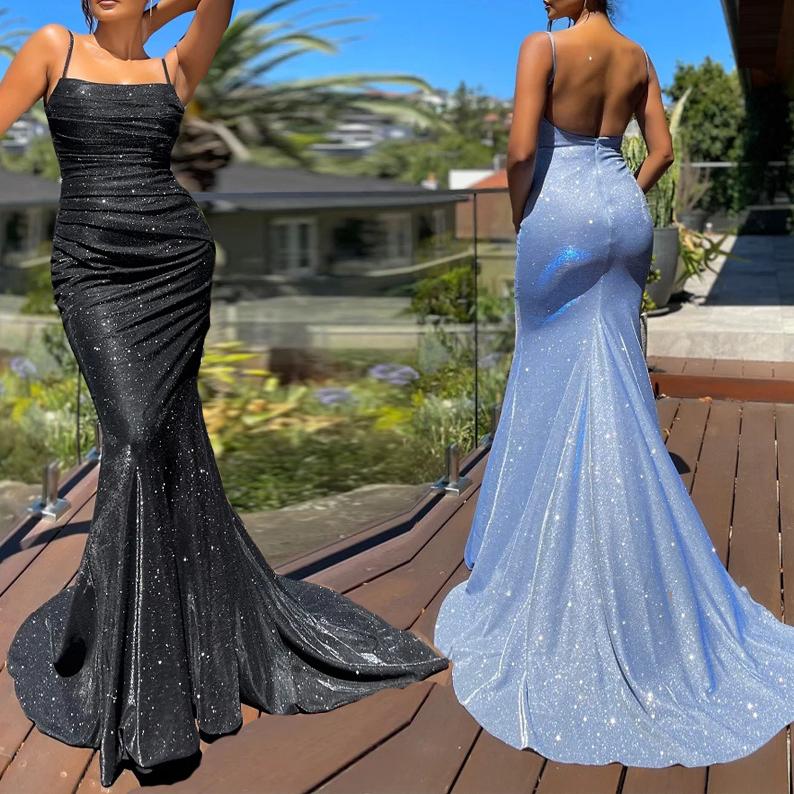 2020 Sexy Evening Gowns Celebrity Dress Mermaid See Through Long Sleeves Appliques Trumpet Prom Dresses Party Wear Navy prom dress even