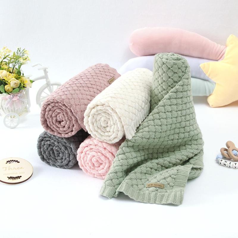 

Blankets & Swaddling Baby 100*80cm Knitted Born Boys Girls Swaddle Wrap Blanket Infant Kids Stroller Bedding Basket Quilt Child Accessory