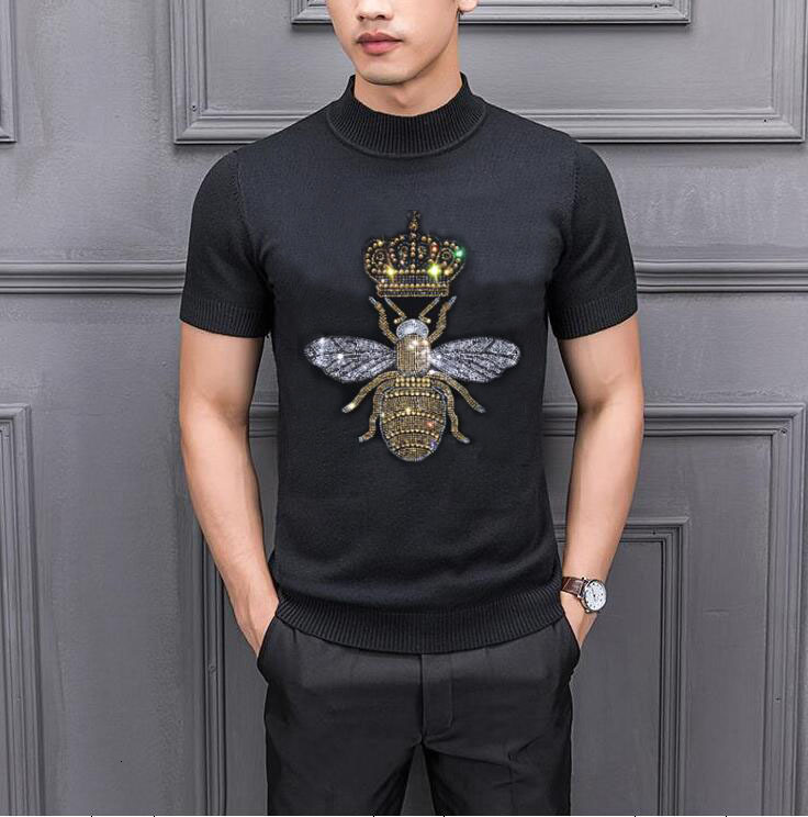 

New 2021 Winter Casual Men' Sweater O-neck Rhinestones Slim Fit Knittwear Mens Sweaters Pullovers Pullover Men Pull Homme Ou8h, Khaki