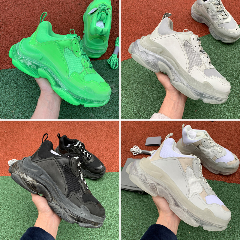 

2020 New Best Quality Dad Shoes Fashion Sneakers Zapatos Fluo Green Black Red Clear Sole Men Women Running Shoes With Box, #1 dark green