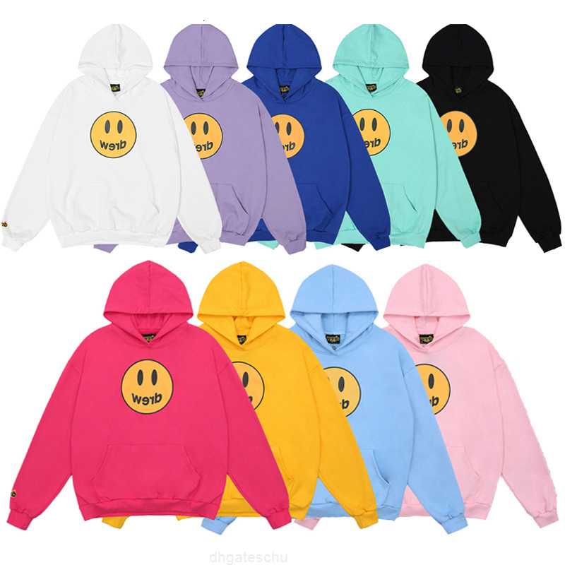 

loose Drew house smile face sweater men's and women's hooded Justin Bieber Wu Yifan couple fog high street jacket, Black