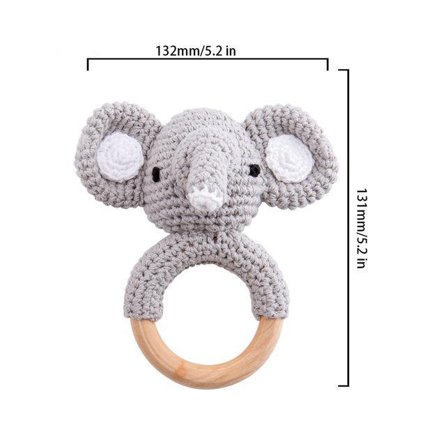 

1Pc Toy Wooden Teether Crochet Elephant BPA Free Wood Rodent Rattle Baby Mobile Gym Newborn Stroller Educational