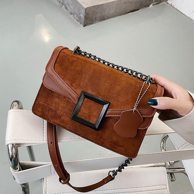 

Small Scrub Leather Crossbody Bags for Women 2021 Brand female Shoulder bags Vintage Handbags Tassel ladies Chain sling, Black