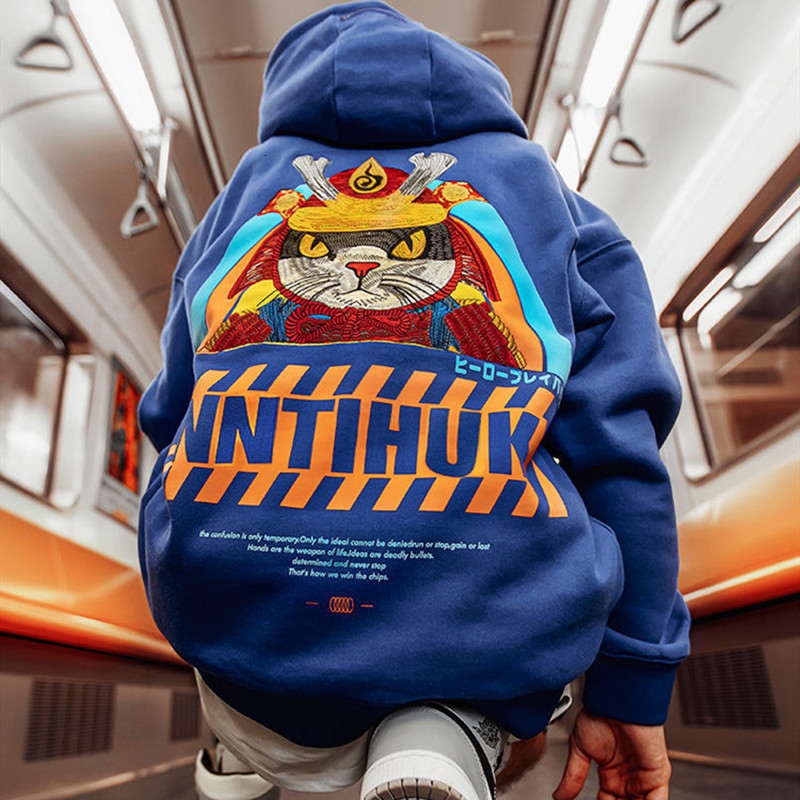 

2021 New Luxury Cartoon Letters Printed Vintage Sweatshirt Women Teens Girls Oversized Harajuku Hoodie Thick Warm Winter Tops Pullovers 3mxi, Blue cat