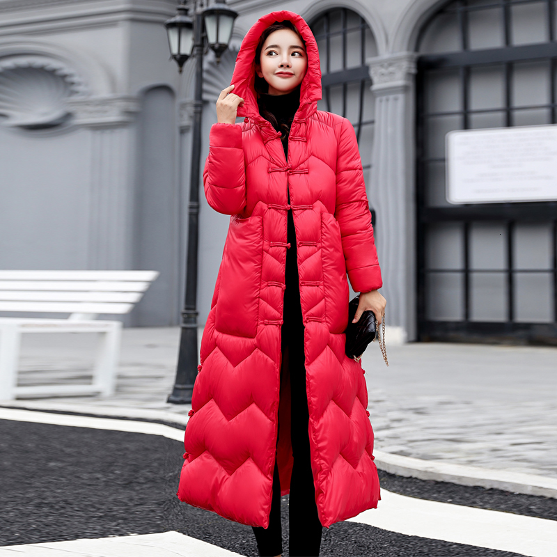 

2021 New Autumn Jacket Female Hooded Thick Warm Down Coat Winter Elegant Casual Women Solid Slim Long Outwear Pp174 Z4bb, Black