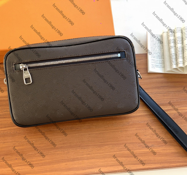 

Designer Travel Toiletry Pouch bag 24*5.5*15.5cm Protection Makeup Zipper Clutch Genuine Leather Waterproof Cosmetic Bags For Women Men 42838