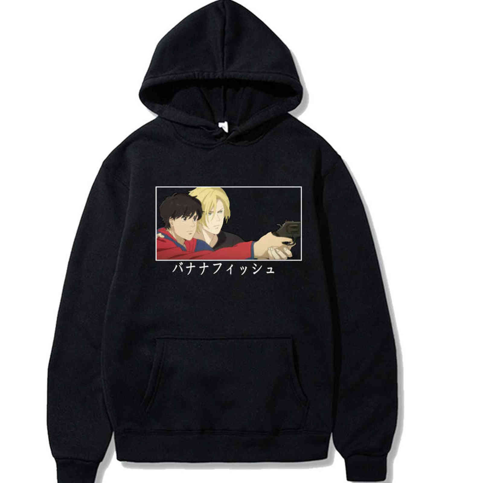 

Men's Hoodie Anime Banana Fish Hoodies Men Women Funny Manga Streetwear Pullover Hoodie Sweatshirt Y1120, Black