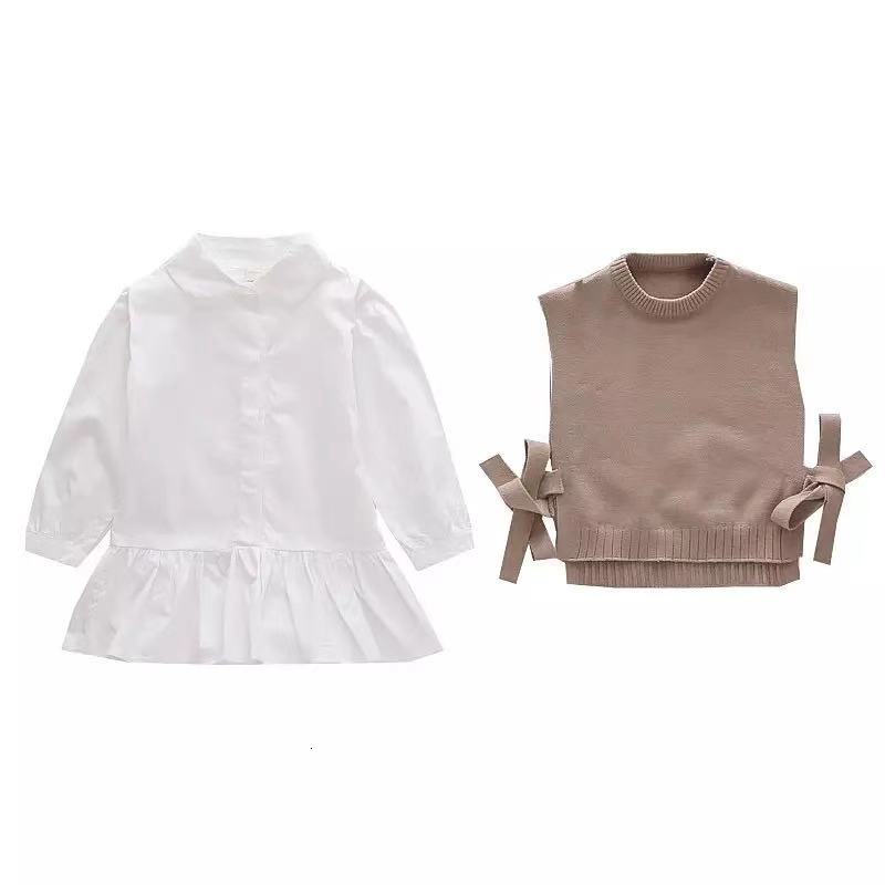 

New 2021 Spring Baby Girls Gilet Set Kids Jumper+long Sleeve Shirt 2pcs 8k7l, Blue