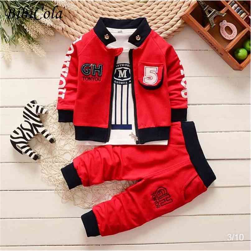 

Baby Boy Clothing set fashion Cotton Hooded Tops+Pants 3pcs Outfits Infnat Boys Tracksuit born kids clothes Sets 210831, Picture color