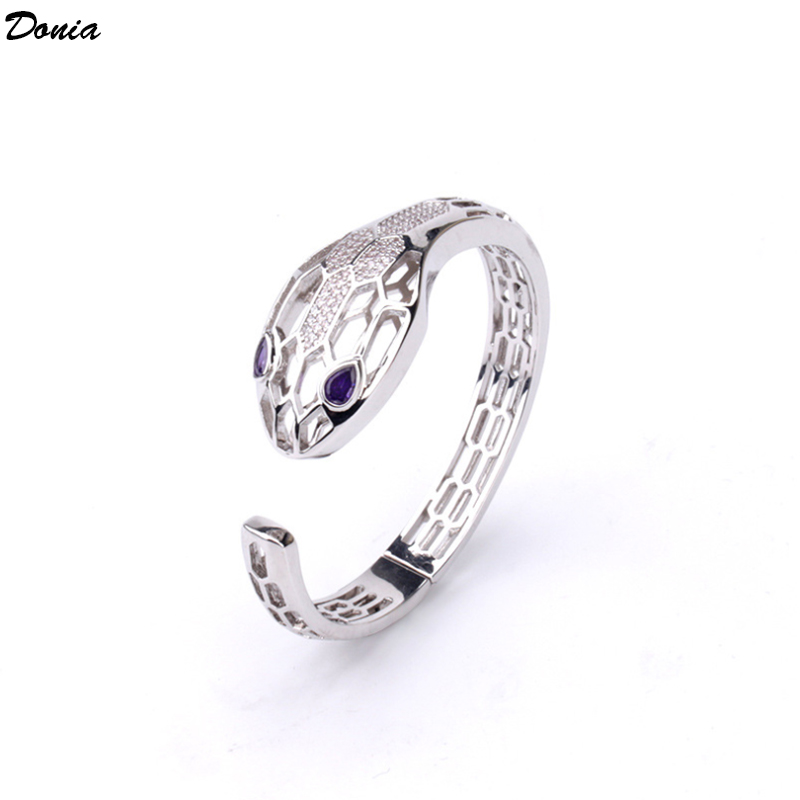 Donia jewelry luxury bangle European and American fashion exaggerated hollow snake copper micro-inlaid zircon bracelet personalized designer gift