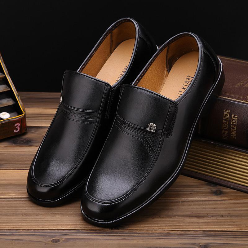 

Dress Shoes Brand Spring Men Fashion Genuine Leather Wedding Slip On Breathable Soft Pointed Toe Jkm78