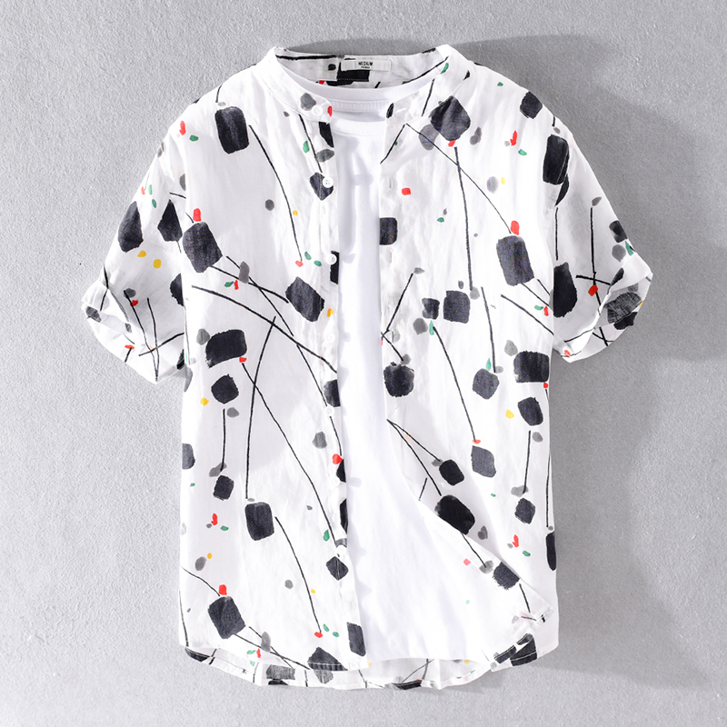 

2021 New Vero Nova Marca De Linho Puro Gola Casual Moda Camisas Para Homens Confortvel Chemise Camisa Masculina 3fqj, White 9716