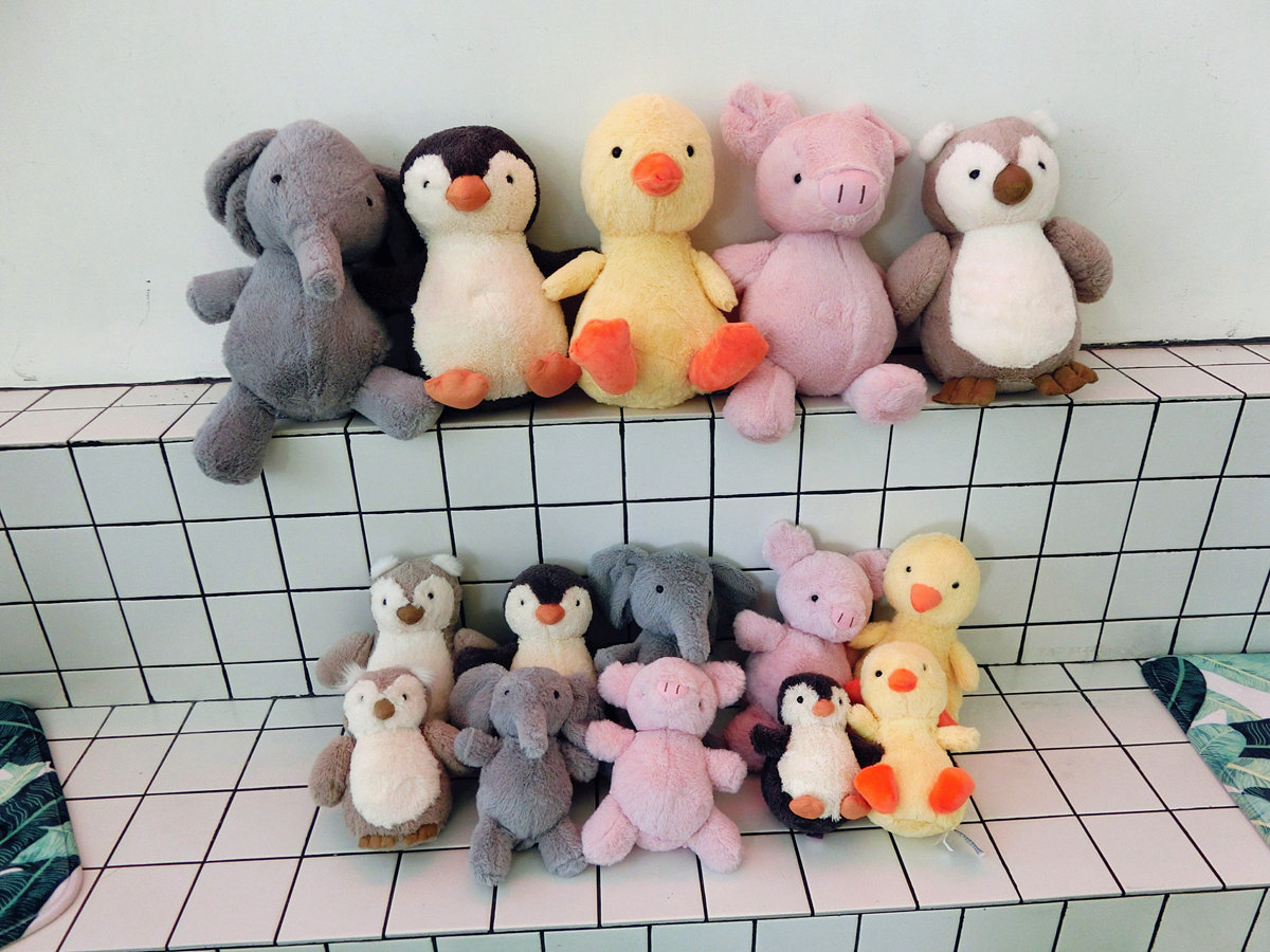 5 Pcs/set 18cm 23cm 30cm Lovely Owl Pig Penguin Elephants Ducks Plush Soft Cartoon Animal Stuffed Doll Pillow Baby Appease Toy-image-724615829