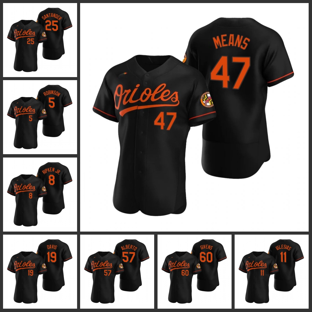 

Baltimore Orioles Men Cal Ripken Jr. Mychal Givens Jose Iglesias John Means Authentic Alternate Women Youth Jersey, Black