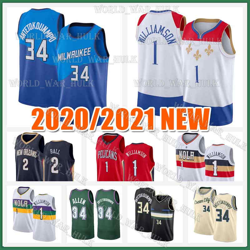 

Giannis 34 Antetokounmpo Jersey Zion 1 Williamson Jersey Lonzo 2 Ball Ray 34 Allen Green Mens 2020 2021 New Basketball Jerseys, Compensation freight(please contact us)