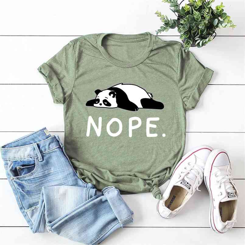 

Summer Women T shirt Cotton Plus Size -5XL Cute Lazy Panda Nope Print Short Sleeve Female Loose Casual t-shirt Ladies Top Tees 210708, Wine red