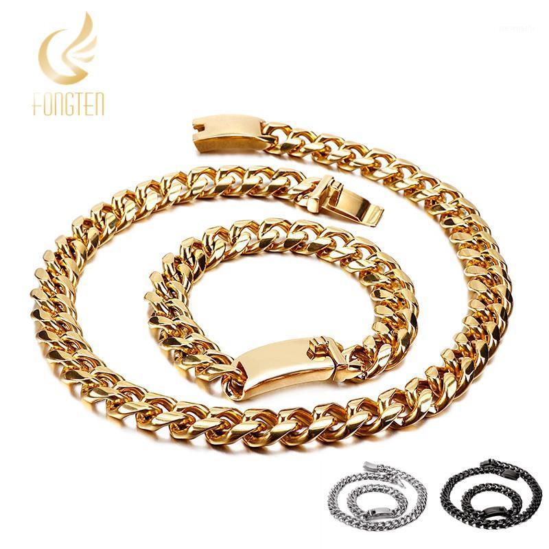 

12mm Classic Curb Cuban Chains Necklace Men Stainless Steel Silver/Gold/Black Long Heavy Chunky Link Chain Necklaces