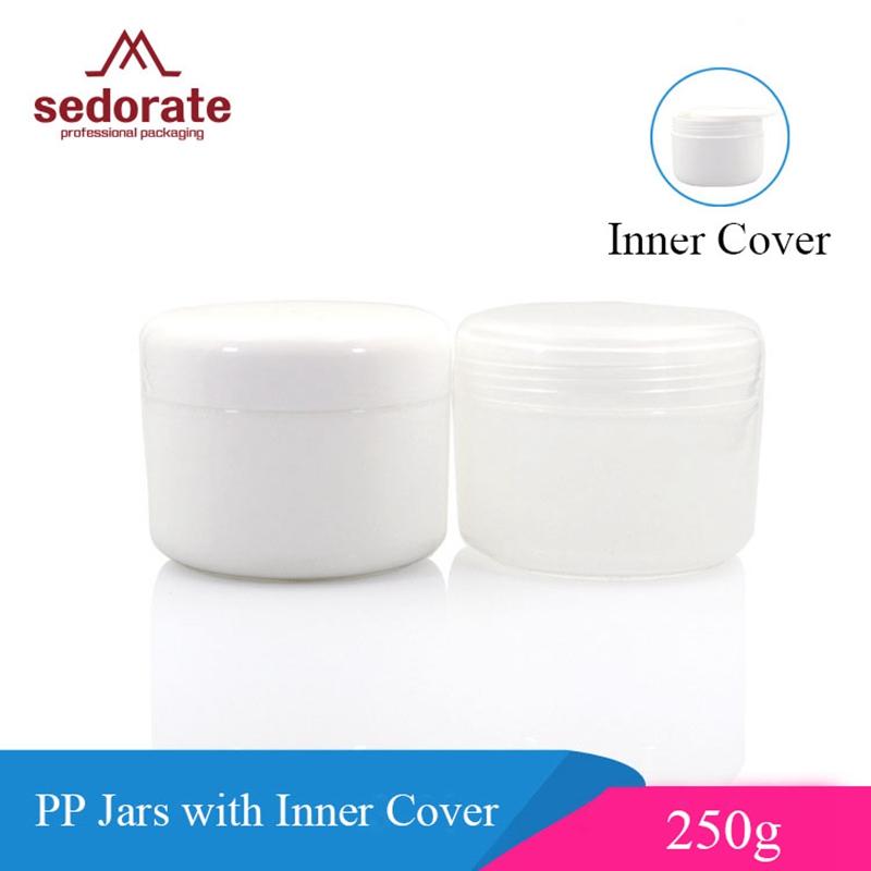 

Sedorate Wholesale 30 pcs/Lot PP Cream Jars For Cosmetic 250g Facial Cream Jar With Inner Cover Makeup Case JX095-2
