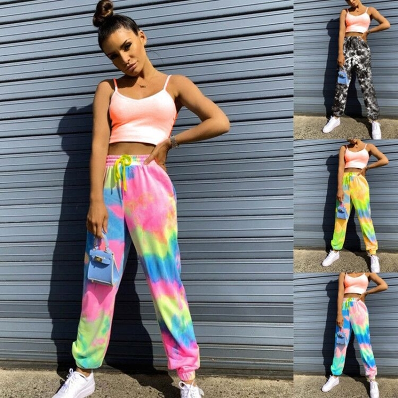 

2021 New Vero Tie Dye Impresso Sweatpants Feminino Casual Solto Compridas Elstico Cintura Alta Harem Calas Capris Corredores Igk1 9QT8, K5