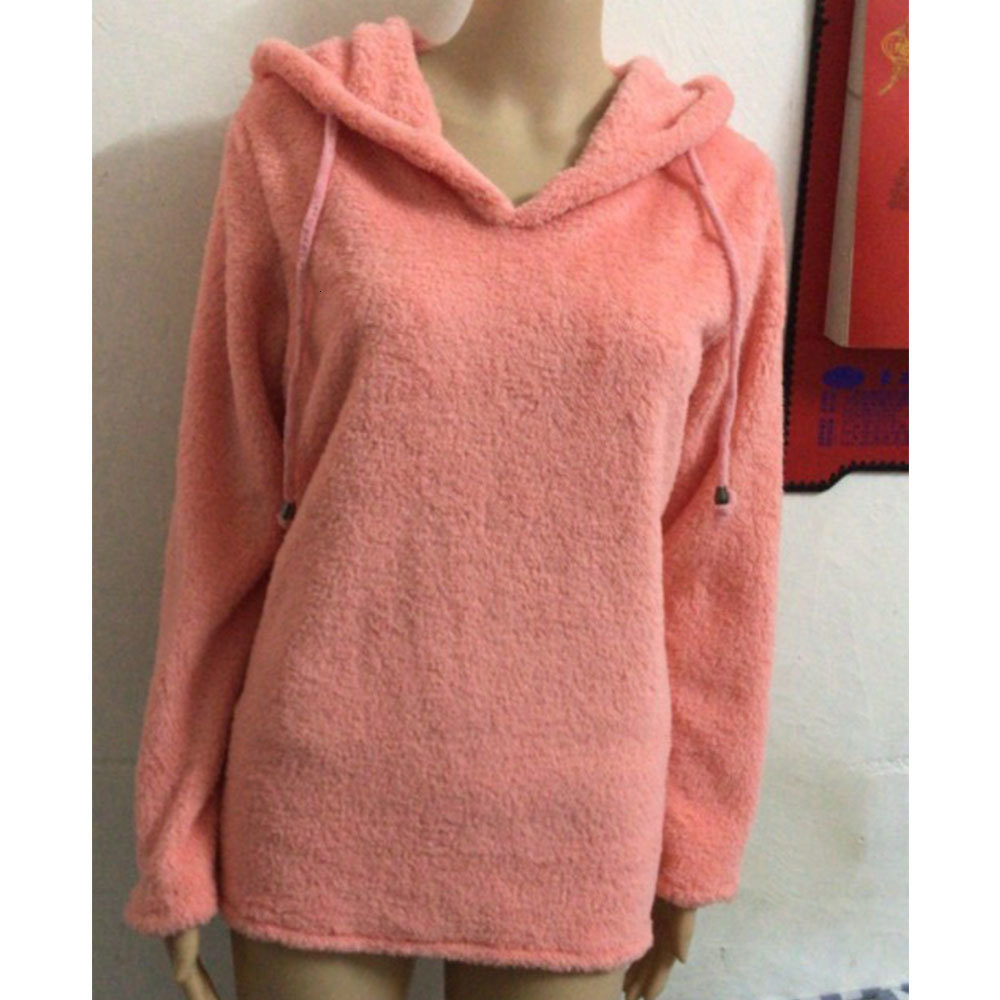 

2021 New Autumn Soft Fleece Women Sweatshirt Female Ffy Mohair Causal Drawstring Pullover Tracksuit Top Hoodies Muss, Black