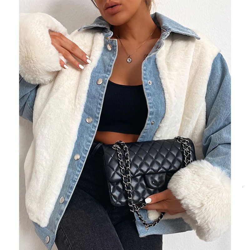 

2021 New Vintage Button of Amendment Coat Streetwear for Women Winter Casual Korean Elegant Female Jackets Plus Size X6we, Blue cowboy