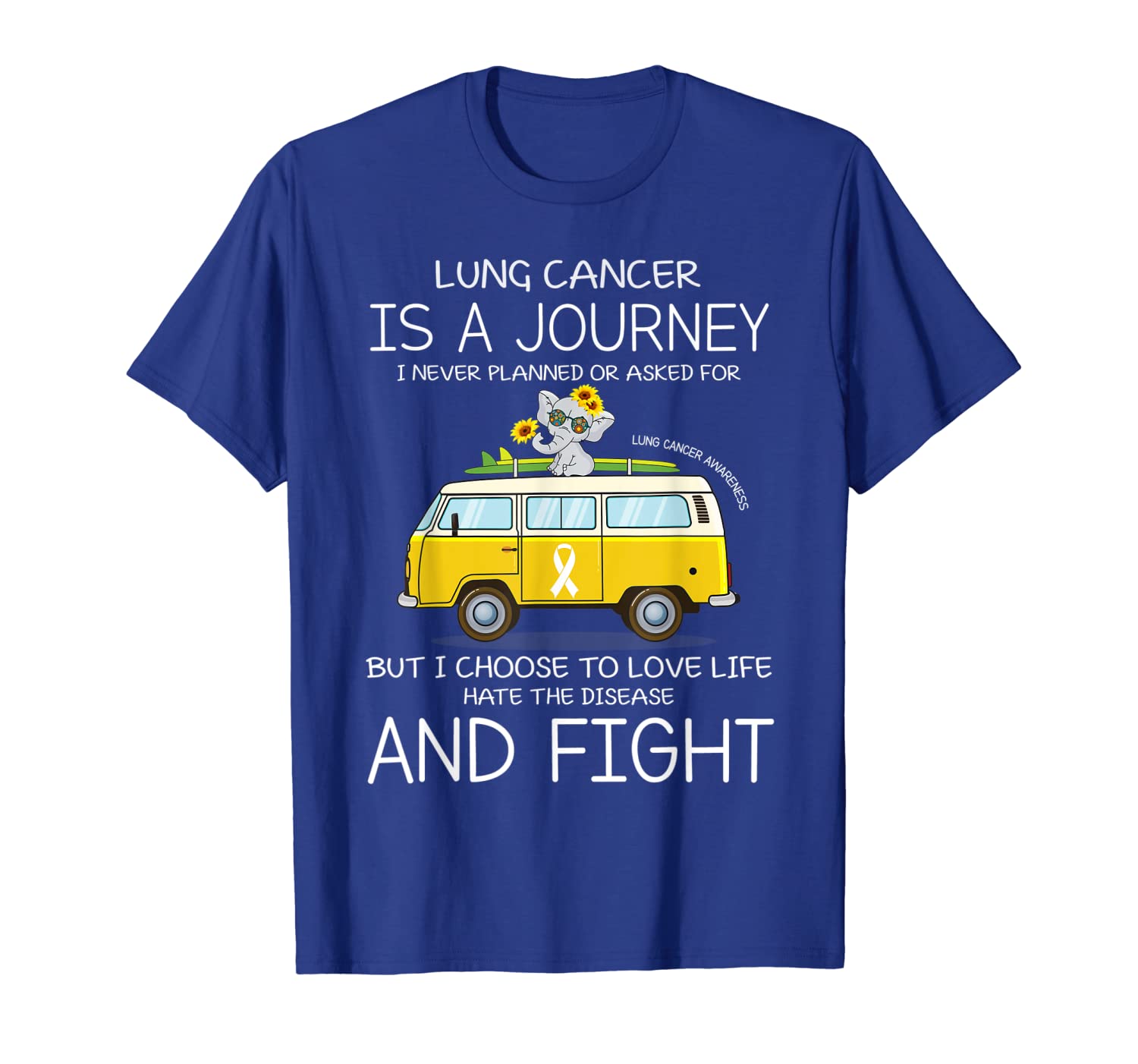 

Lung Cancer Is A Journey Lung Cancer Awareness Tshirt, White;black