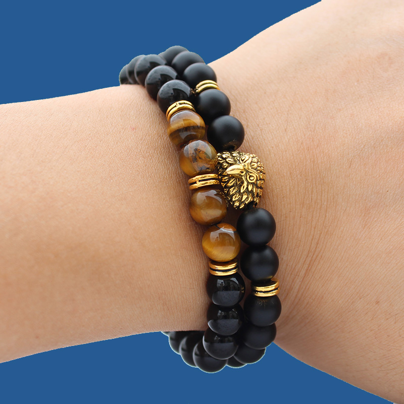 

stone beads eagle bracelet s/set armband bracelets for men pulseiras women bracciali donna accessories bileklik jewelry, Black