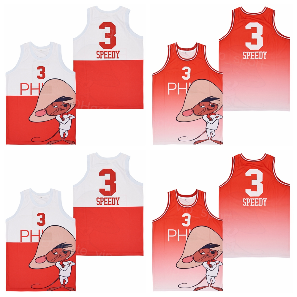 

Men Basketball 3 Speedy Movie Jerseys White Red Color Breathable Pure Cotton Embroidery And Stitched Sewing University For Sport Fans Excellent Quality On Sale, Black